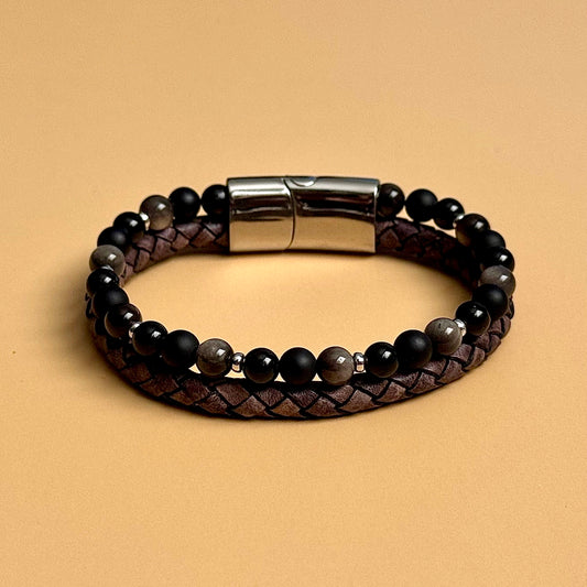 Dual Leather Smoked Bracelet