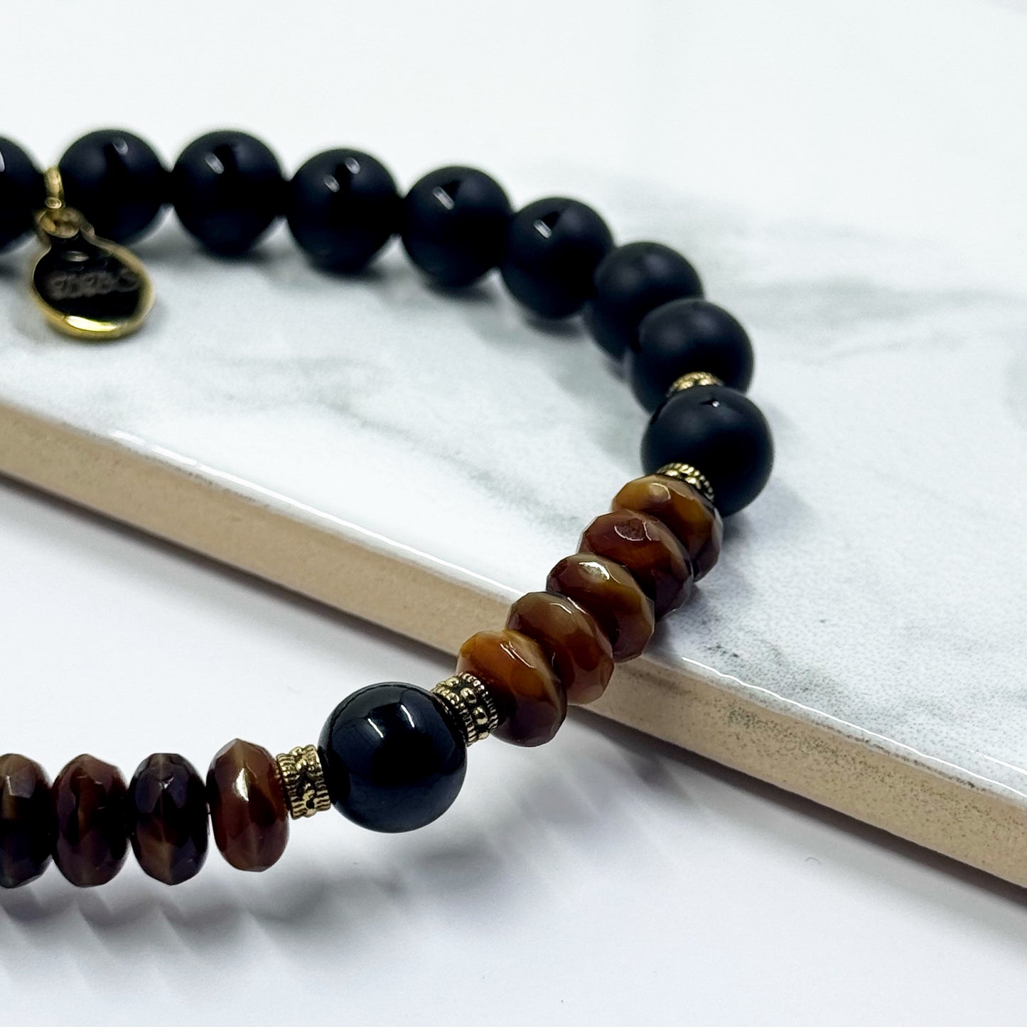 Tiger Eye Tourmaline Gemstone Bracelet