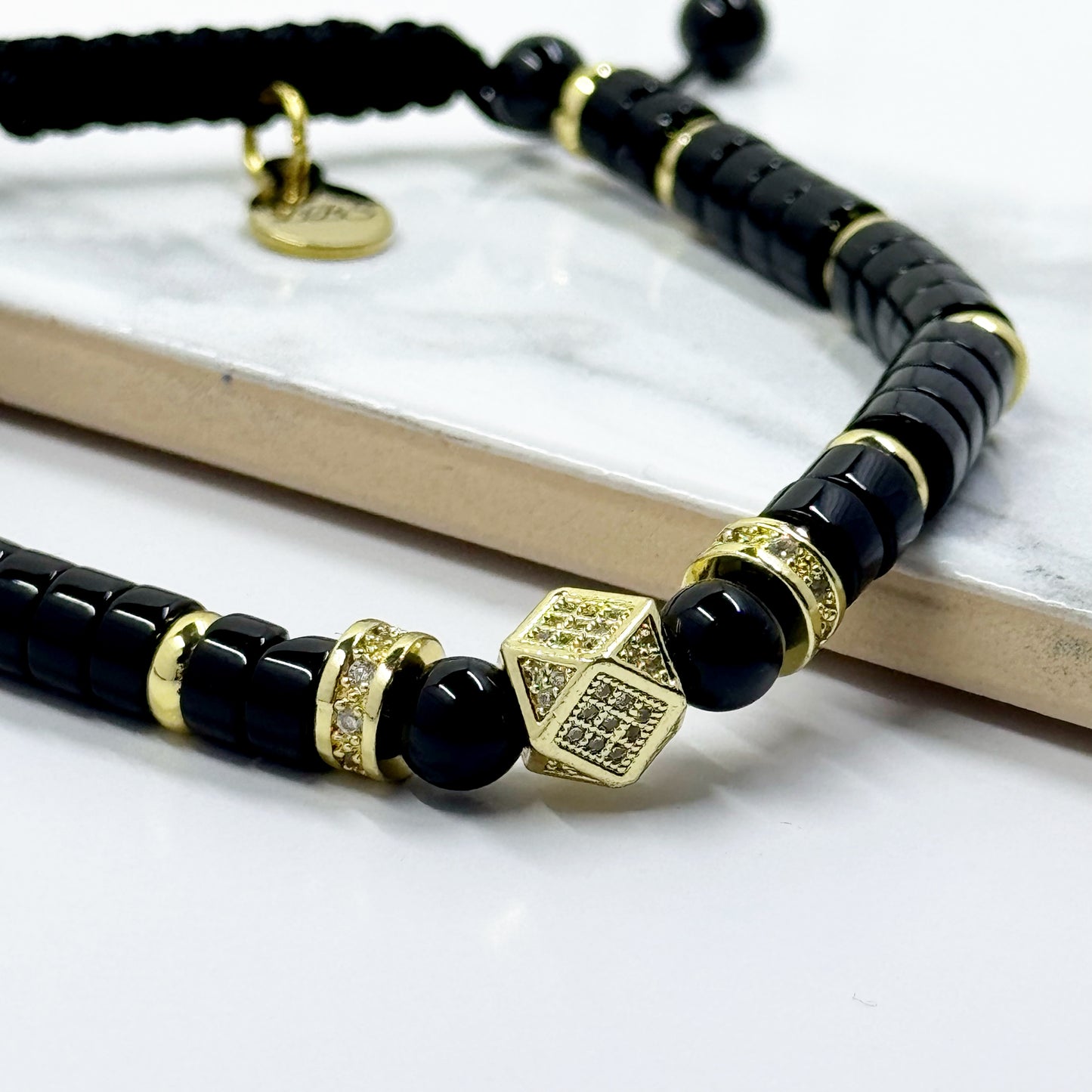 Obsidian Heishi Pavé Shamballa Bracelet