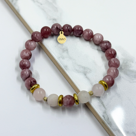 Raspberry Quartz Gemstone Bracelet