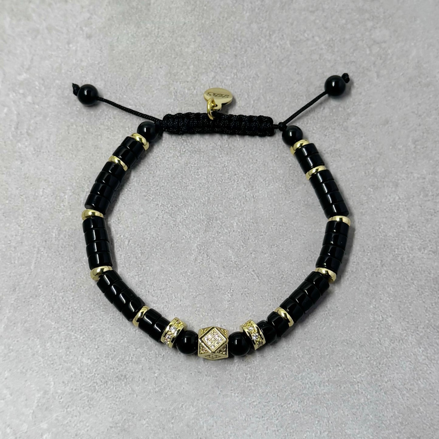Obsidian Heishi Pavé Shamballa Bracelet