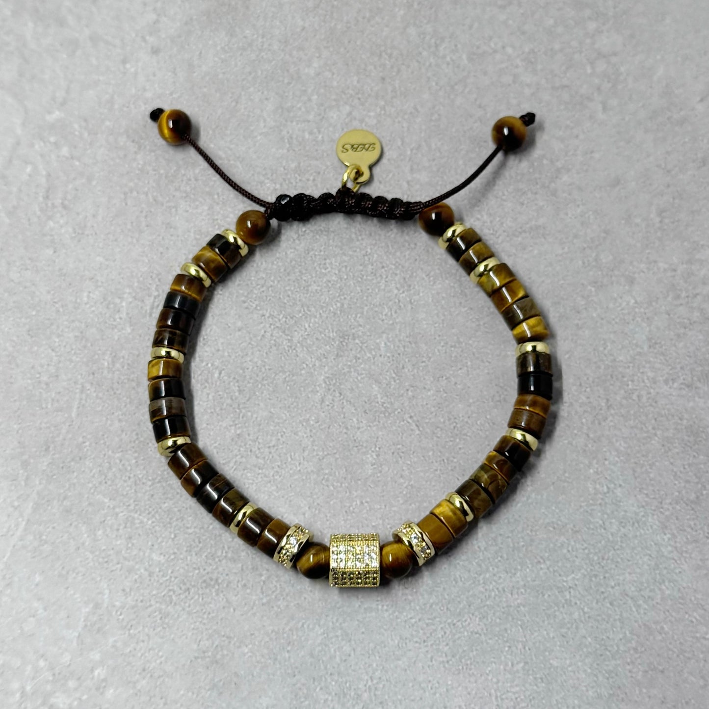 Tiger Eye Heishi Pavé Shamballa Bracelet