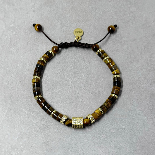 Tiger Eye Heishi Pavé Shamballa Bracelet