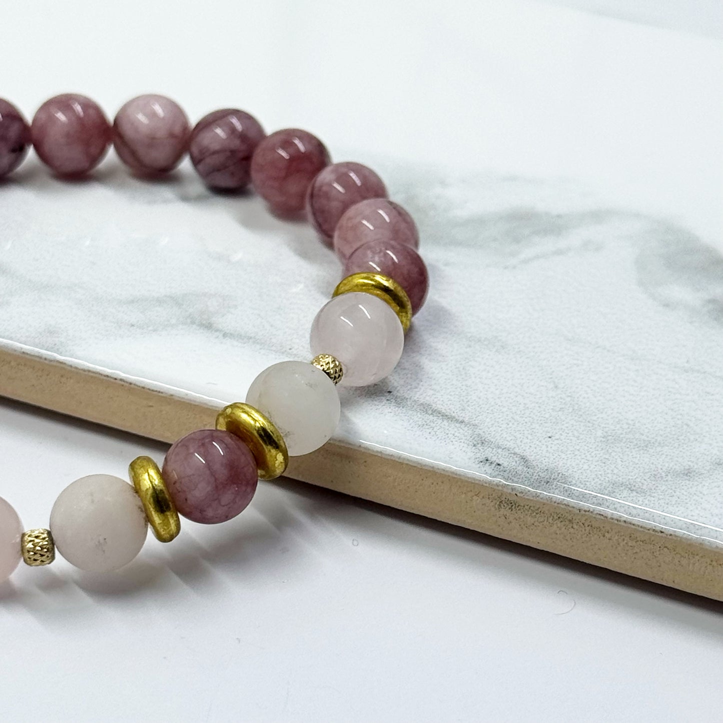 Raspberry Quartz Gemstone Bracelet
