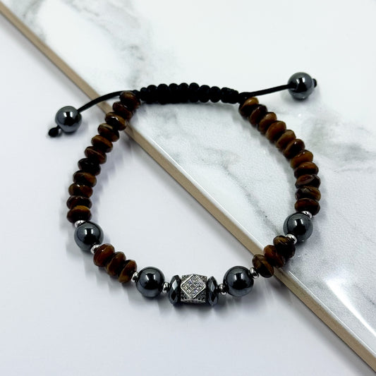 Showstopper Shamballa Bracelet (Round Tiger Eye)