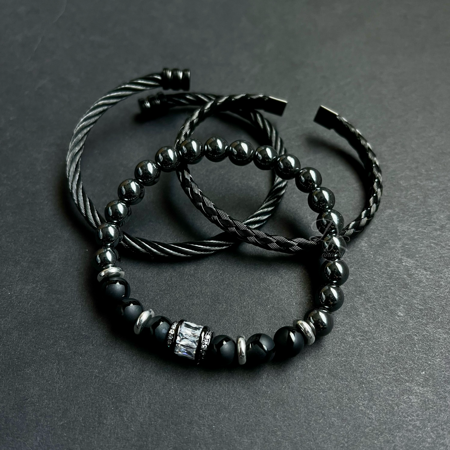 Black Pavé Gemstone Bracelet