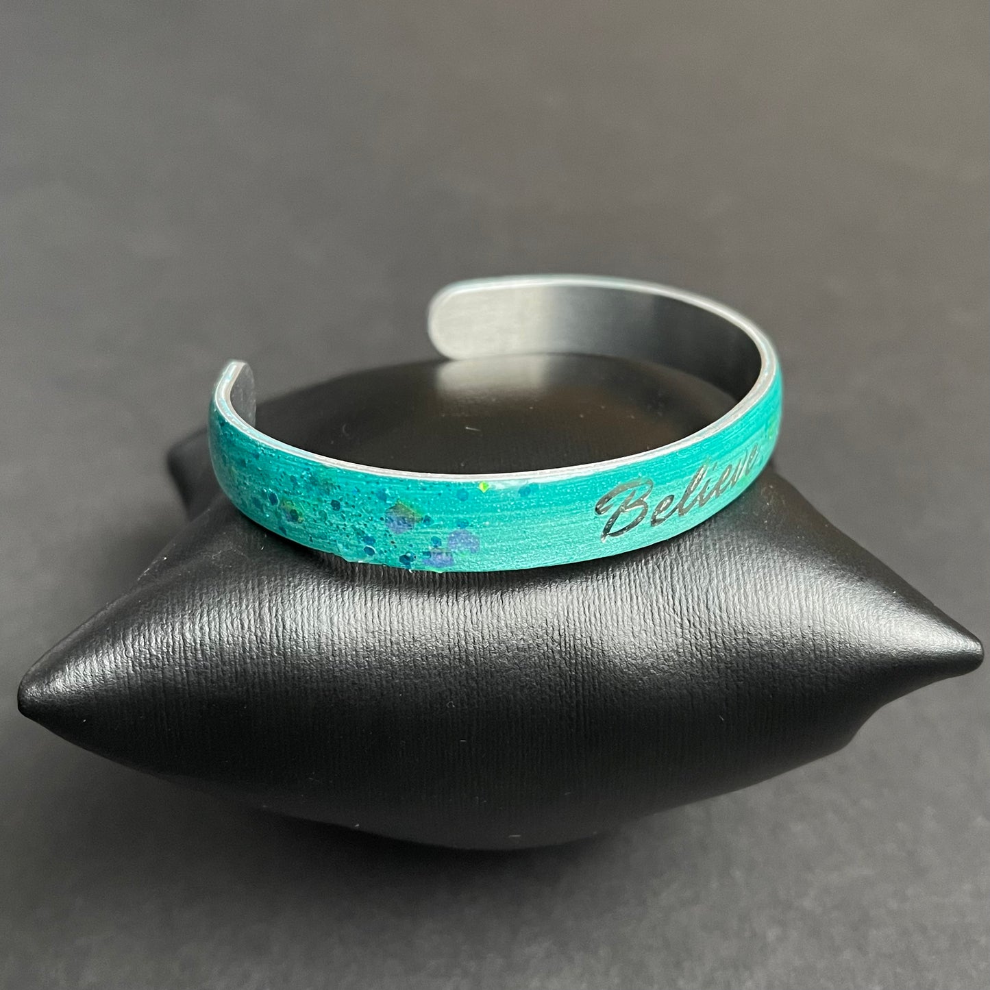 Believe Skinny Cuff Bracelet (Turquoise)