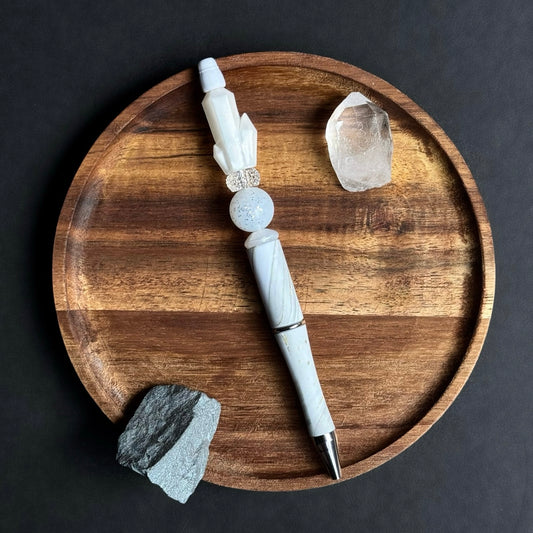 Snow Quartz Beaded Pen