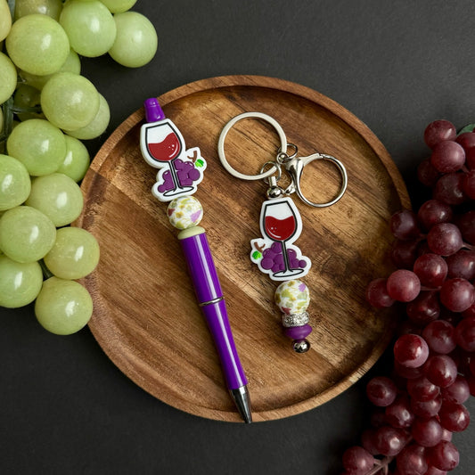 Merlot Beaded Pen/Keychain Set