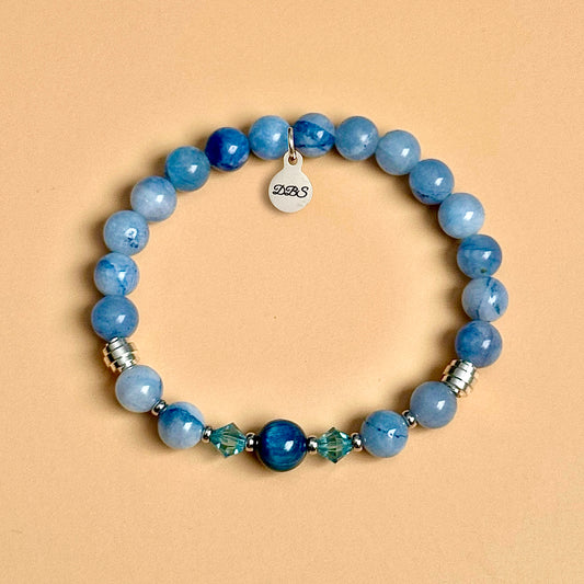 Austrian Crystal Blue Quartz Gemstone Bracelet