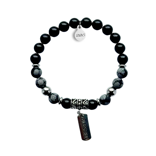 Blessed Obsidian Gemstone Charm Bracelet