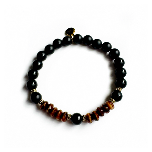 Tiger Eye Tourmaline Gemstone Bracelet