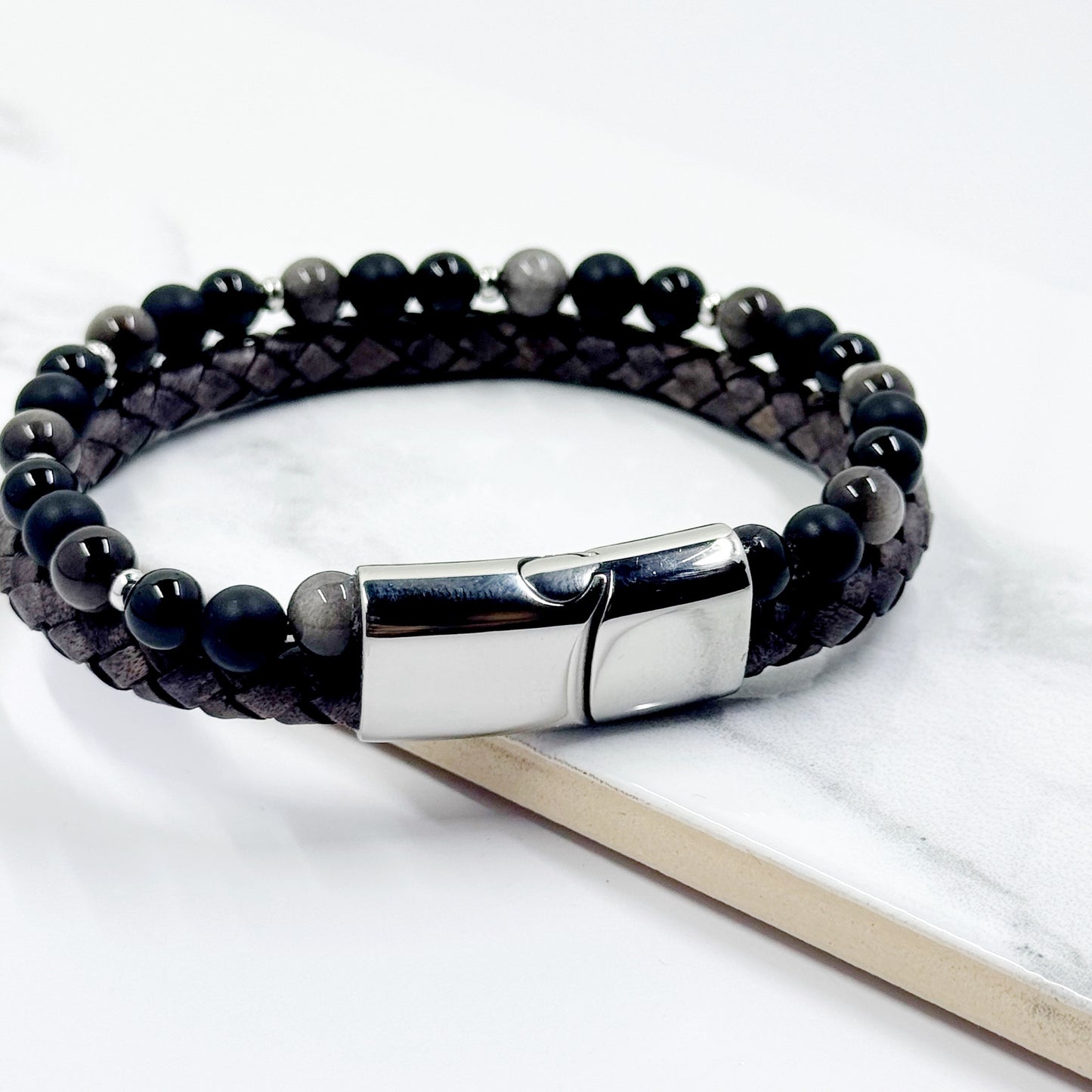 Dual Leather Smoked Bracelet