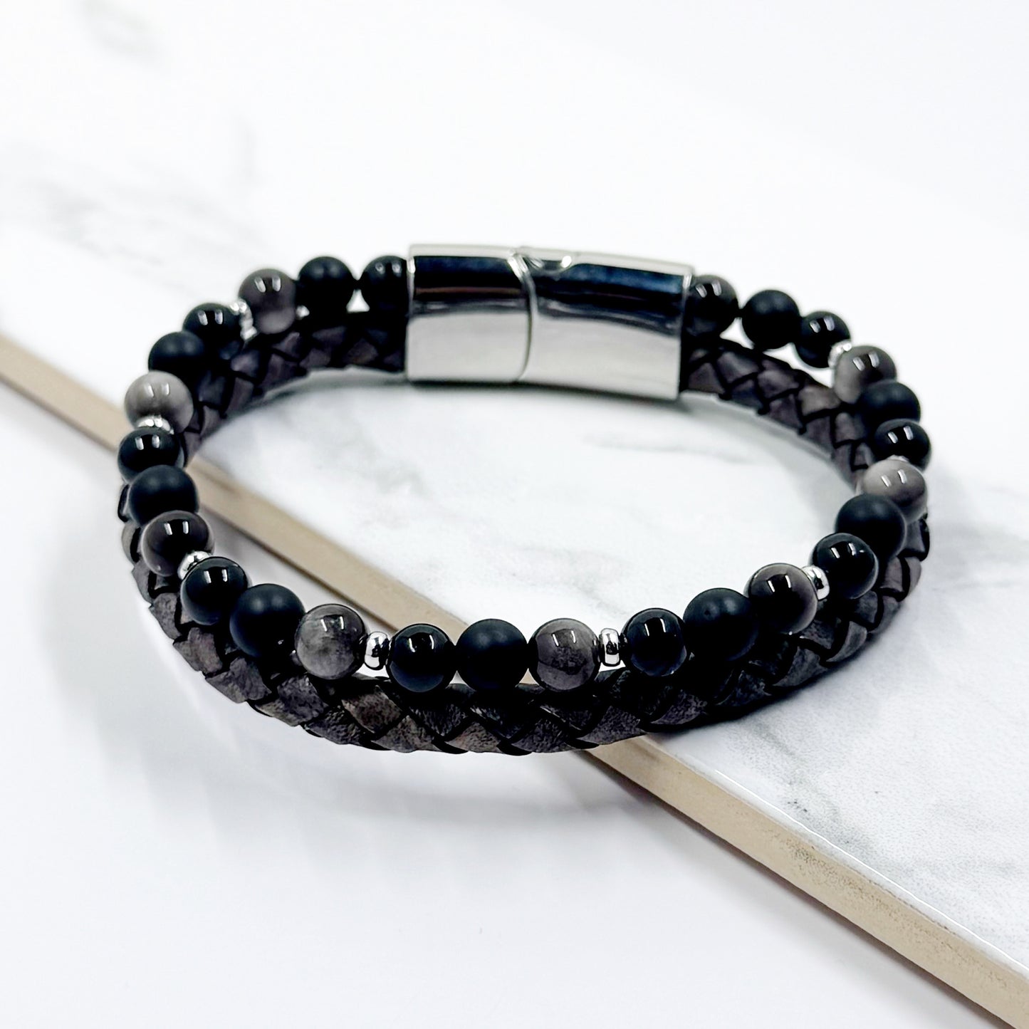Dual Leather Smoked Bracelet