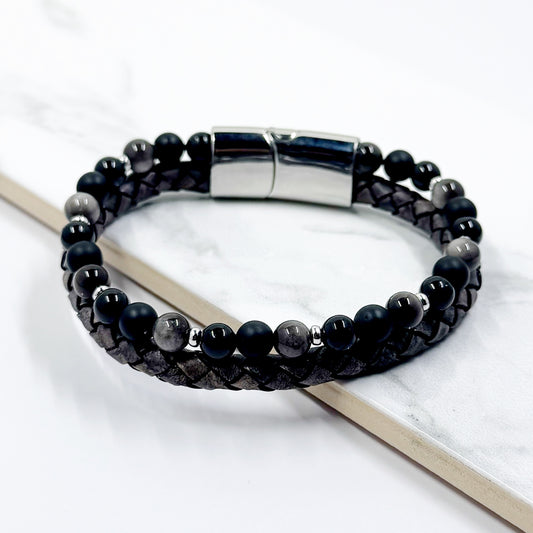 Dual Leather Smoked Bracelet