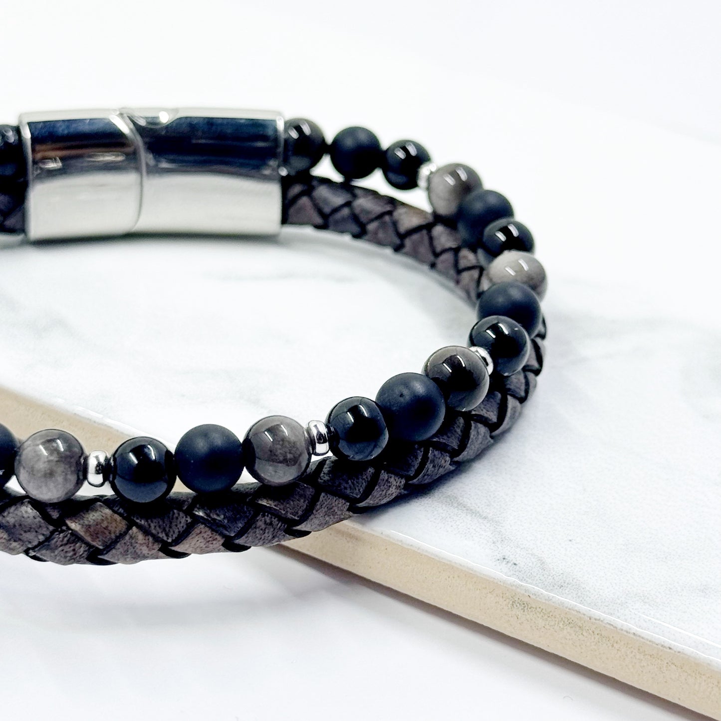 Dual Leather Smoked Bracelet
